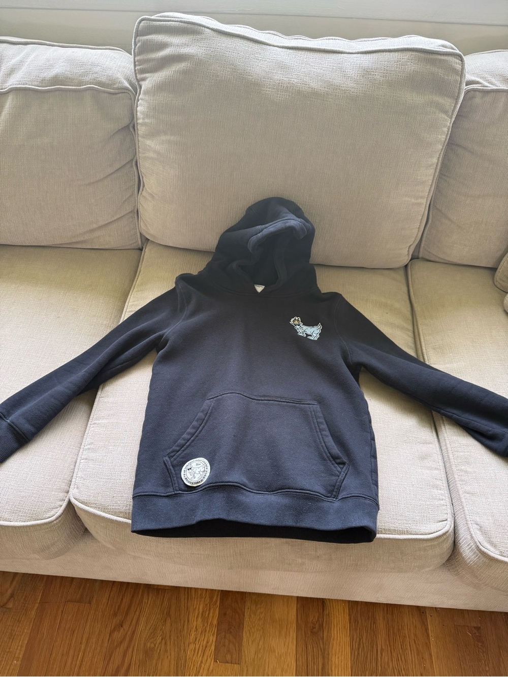 Black Kids Hoodie with Whale Patch